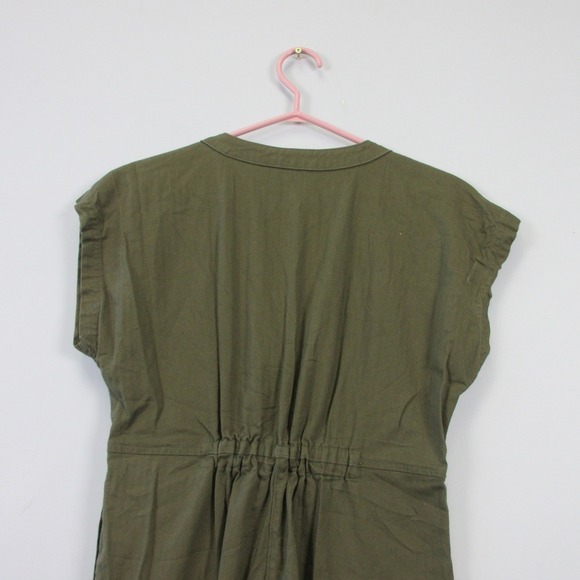 Madewell Cap Sleeve Utility Jumpsuit Women S Green Button Cotton Casual 508 - Picture 6 of 11